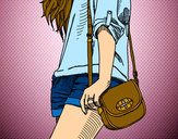 Dibujo Chica con bolso pintado por Catitaa
