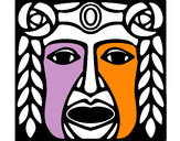 Dibujo Máscara Maya pintado por johananita