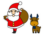 Dibujo Papá Noel y un reno pintado por Unai_Helen