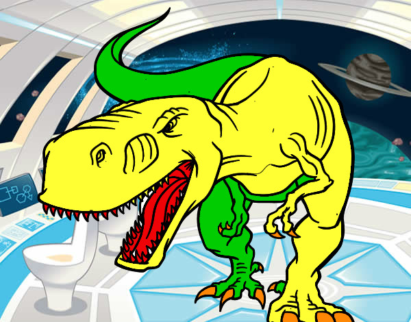 tiranosaurio  rex  en  nave espasial