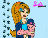 Dibujo Barbie con su linda gatita pintado por espejo111