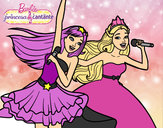 Dibujo Barbie y la princesa cantando pintado por fatima