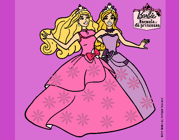 Dibujo Barbie y su amiga súper felices pintado por elizhabet