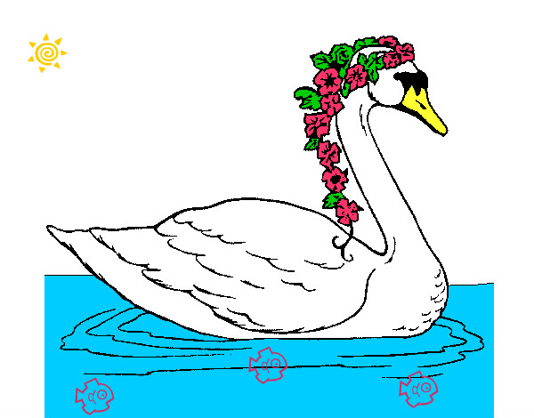 cisne con flores