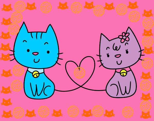Dibujo Gatos enamorados pintado por lucia61626