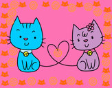Dibujo Gatos enamorados pintado por lucia61626