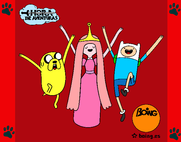 Dibujo Jake, Princesa Chicle y Finn pintado por AxelSmidit
