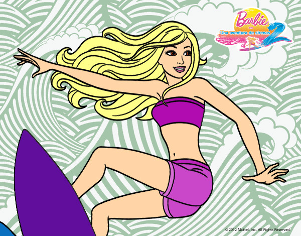 Dibujo Barbie surfeando pintado por yuerina