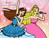 Dibujo Barbie y la princesa cantando pintado por Andreaandy
