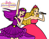 Dibujo Barbie y la princesa cantando pintado por karlupa