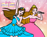 Dibujo Barbie y la princesa cantando pintado por Sandrixbel