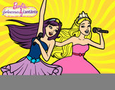 Dibujo Barbie y la princesa cantando pintado por yessii