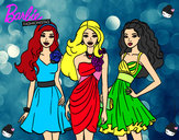 Dibujo Barbie y sus amigas vestidas de fiesta pintado por Isa3614
