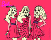 Dibujo Barbie y sus amigas vestidas de fiesta pintado por rbryan