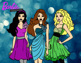 Dibujo Barbie y sus amigas vestidas de fiesta pintado por yuerina