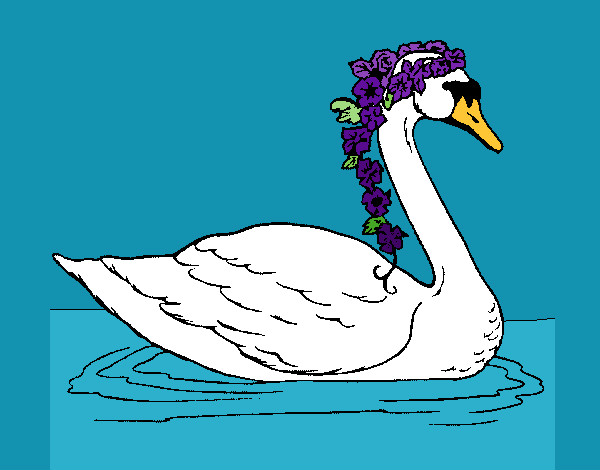 cisne con flores en la cabeza
