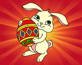 Dibujo Conejo con huevo de pascua pintado por DJgoku