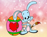 Dibujo Conejo pintando un huevo pintado por Misfis