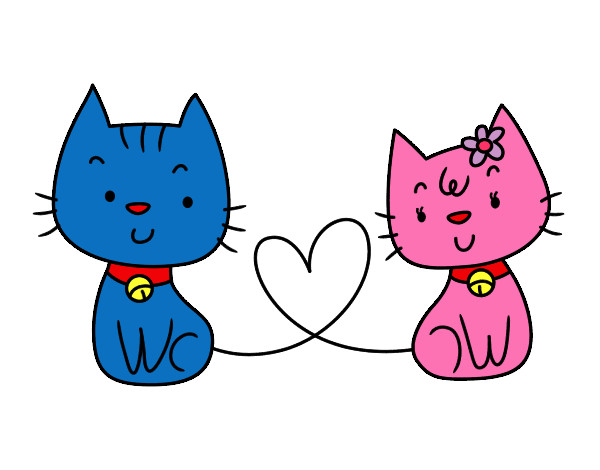 Dibujo Gatos enamorados pintado por flenchita