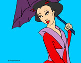 Dibujo Geisha con paraguas pintado por Zaira99