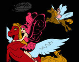 Dibujo Hadas con sus caballos mágicos pintado por amalia