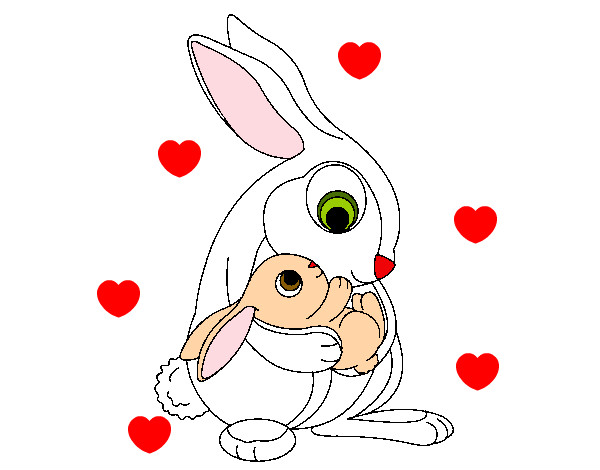 Dibujo Madre conejo pintado por flenchita