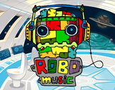 Dibujo Robot music pintado por alforos