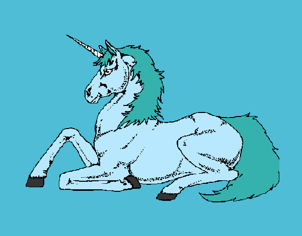 Dibujo Unicornio sentado pintado por soledad28