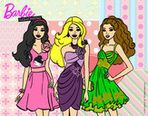 Dibujo Barbie y sus amigas vestidas de fiesta pintado por ANYFABY