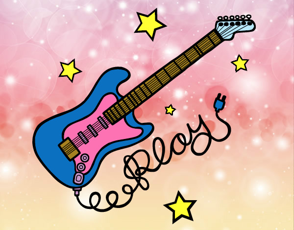 Dibujo Guitarra y estrellas pintado por Cookie1D