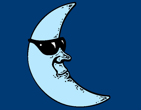 Dibujo Luna con gafas de sol pintado por Cookie1D