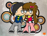 Dibujo Pareja Emo pintado por kitty3777