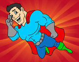 Dibujo Superhéroe volando pintado por isak