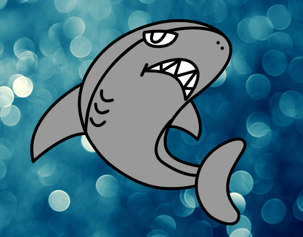 Dibujo Tiburón nadando pintado por lupezap