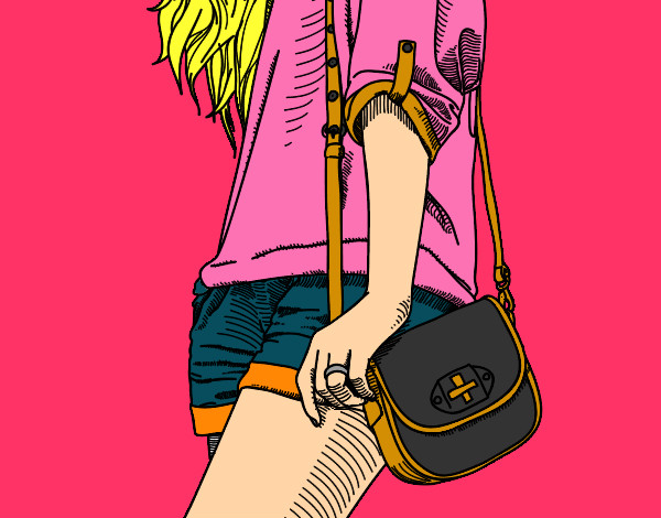 Dibujo Chica con bolso pintado por Trebools