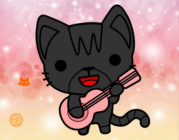 Dibujo Gato guitarrista pintado por NinaSempai