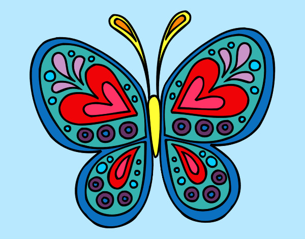 Dibujo Mandala mariposa pintado por oloi