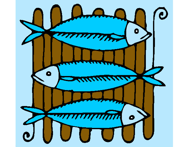 Dibujo Pescado a la brasa pintado por cesaravalo