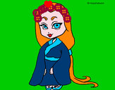 Dibujo Princesa con kimono pintado por pabita