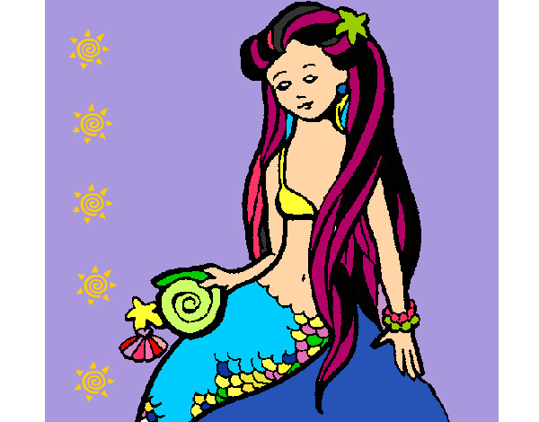 Dibujo Sirena con caracola pintado por lucia0810