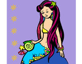 Dibujo Sirena con caracola pintado por lucia0810