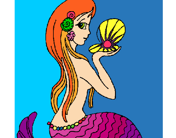 Dibujo Sirena y perla pintado por lucia0810