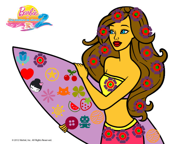 Dibujo Barbie va a surfear pintado por amaianame