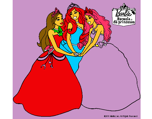 Dibujo Barbie y sus amigas princesas pintado por amaianame