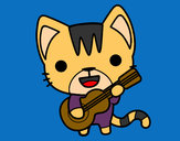 Dibujo Gato guitarrista pintado por charito