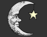 Dibujo Luna y estrella pintado por charito