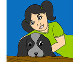 Dibujo Niña abrazando a su perro pintado por charito