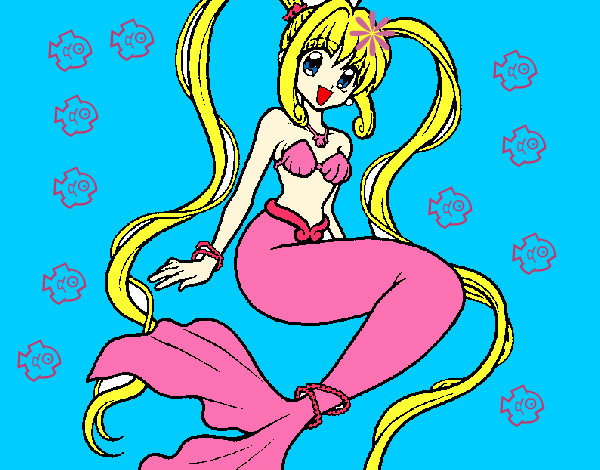 Dibujo Sirena con perlas pintado por nadeshiko