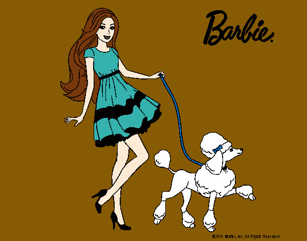 Barbie paseando a su mascota