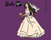 Dibujo Barbie vestida de novia pintado por charito